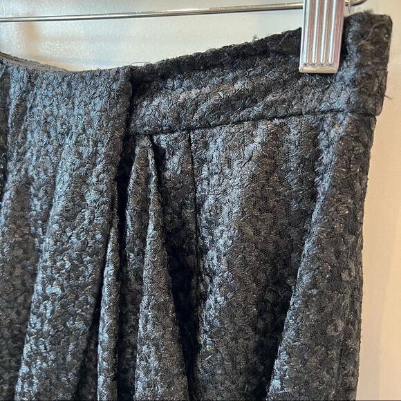 Tibi Black Foil Draped Lace Mini Skirt Size 2 - Picture 2 of 9